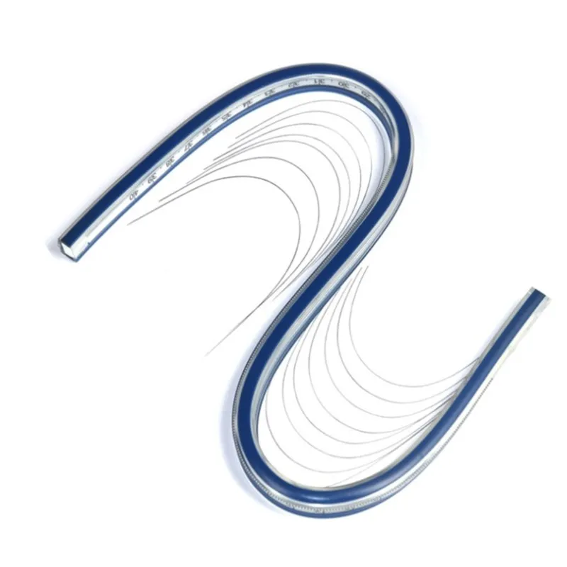 

Деревообработка Краверы Мягкий змеевидный пластик Мягкий пластик Гибкая кривая линейка Синий Белый дизайн рисования Мягкая линейка