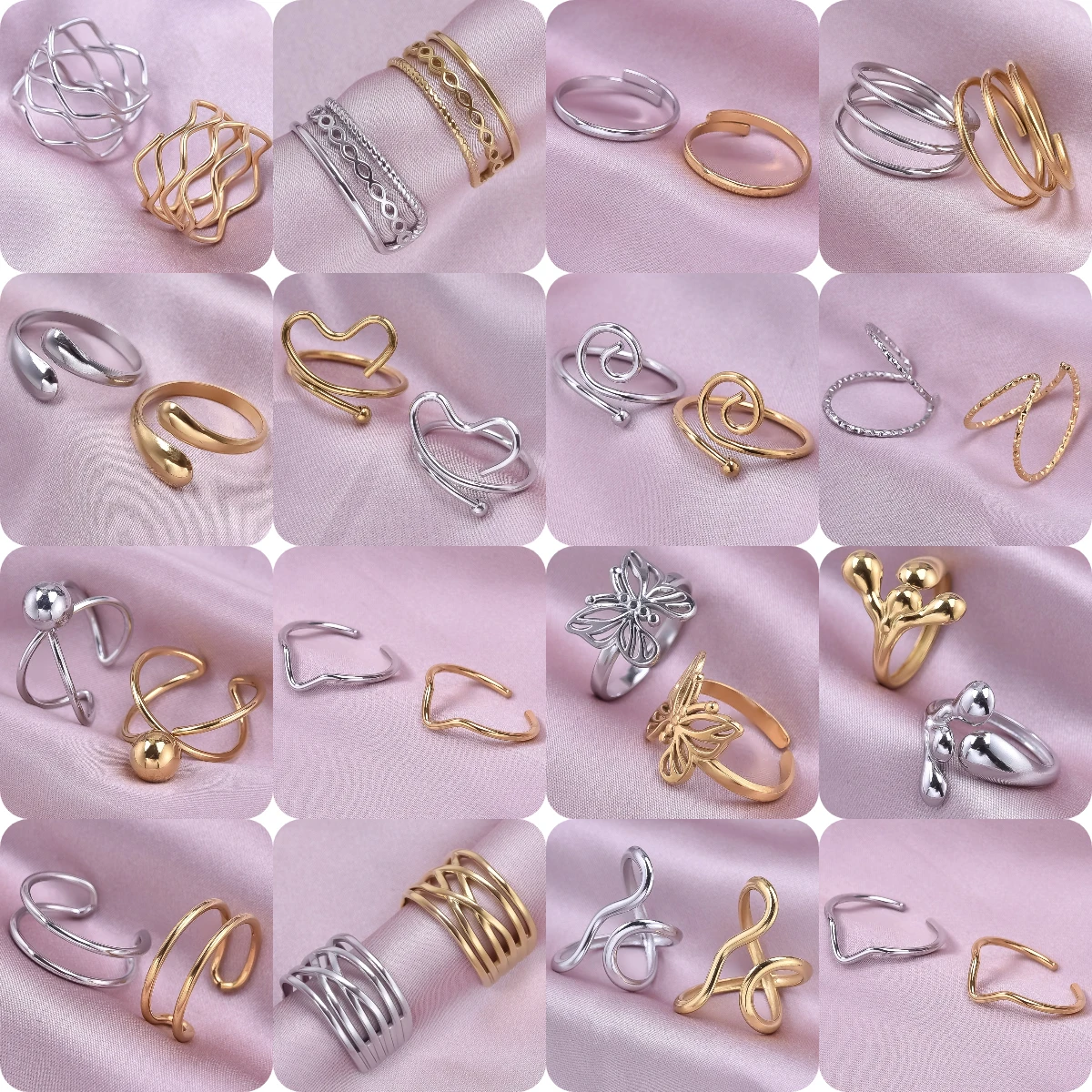 

10pcs/lot Stainless Steel Luxury Knuckle Ring Heart Shaped Irregular Simple Women Geometric Ring Anniversary Party Gifts Jewelry