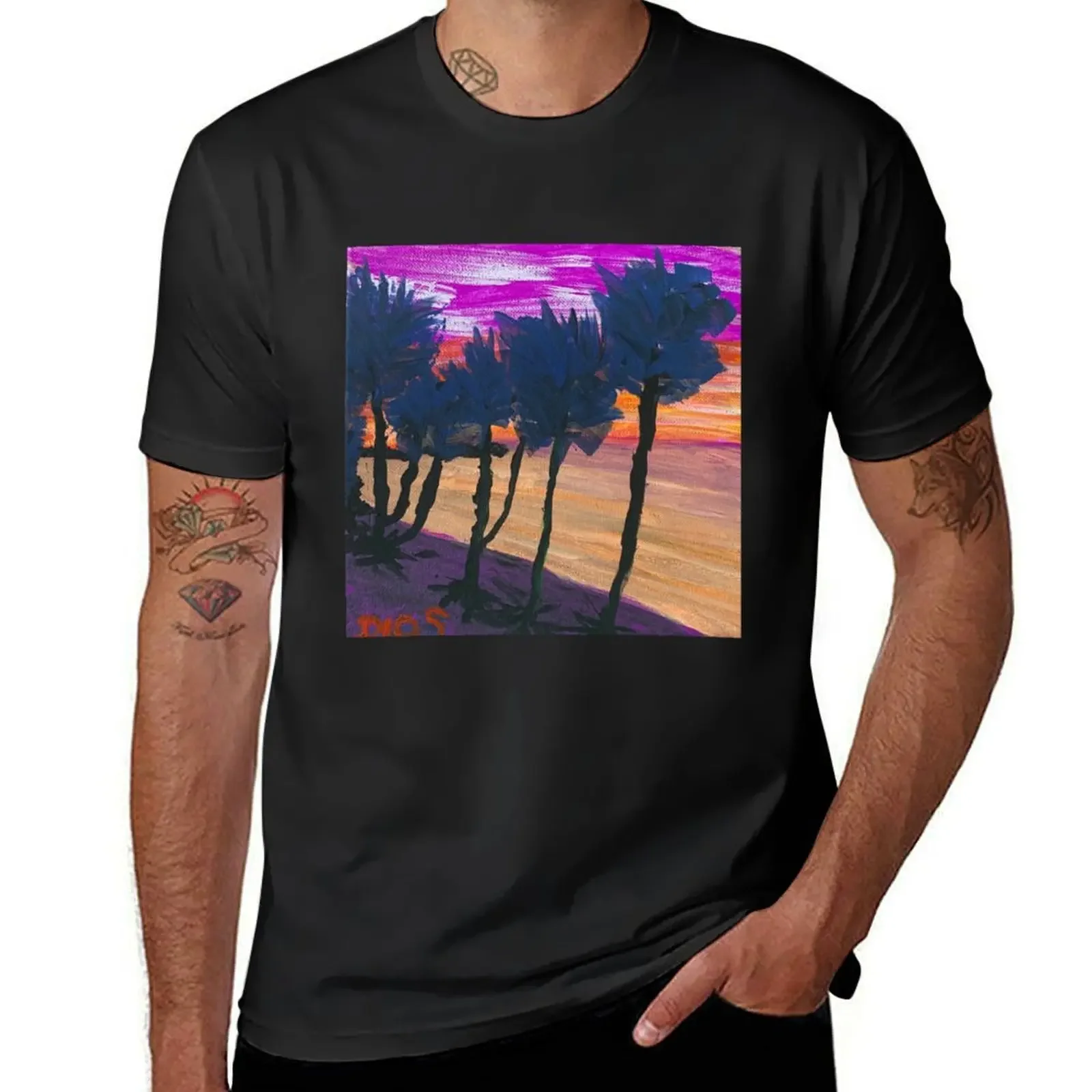 

Windblown Palm Trees at Sunset T-Shirt summer 2025 boys whites Louboutins heavyweight t shirts for men