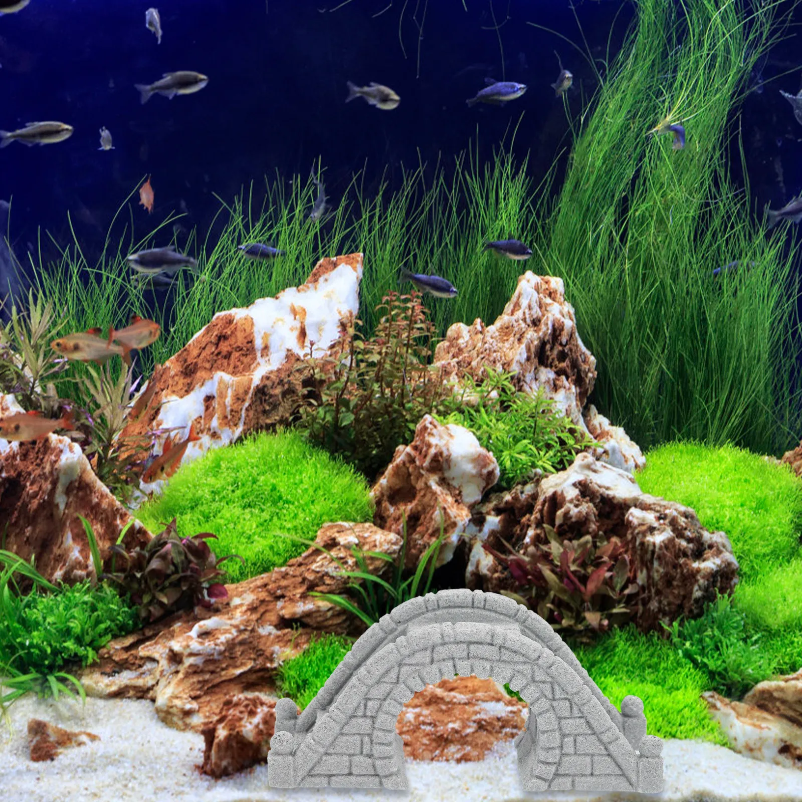 2Pcs Lifelike Miniature Stone  - đánh giá và giá Aquarium Fish Bridge