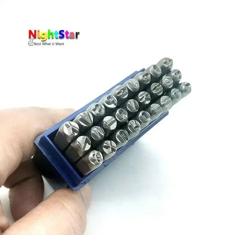 27pcs 4mm 6mm DIY Stamps Digital punch ABC Set Punch Steel Metal Die Tool Case Craft 5/32 inch 1/4 inch