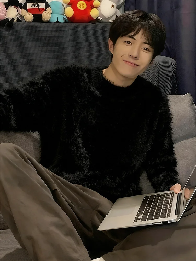 

Мужской трикотаж Bla Camere: осенне-зимняя утепленная модная одежда премиум-класса, свободный крой, американский ретро-стиль, повседневная базовая одежда