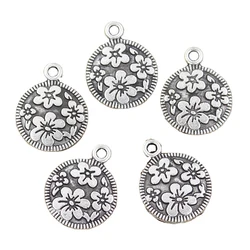12pcs Charms Circle Flower 18x15mm Antique Making Pendant fit,Vintage Tibetan Silver color,DIY Handmade Jewelry