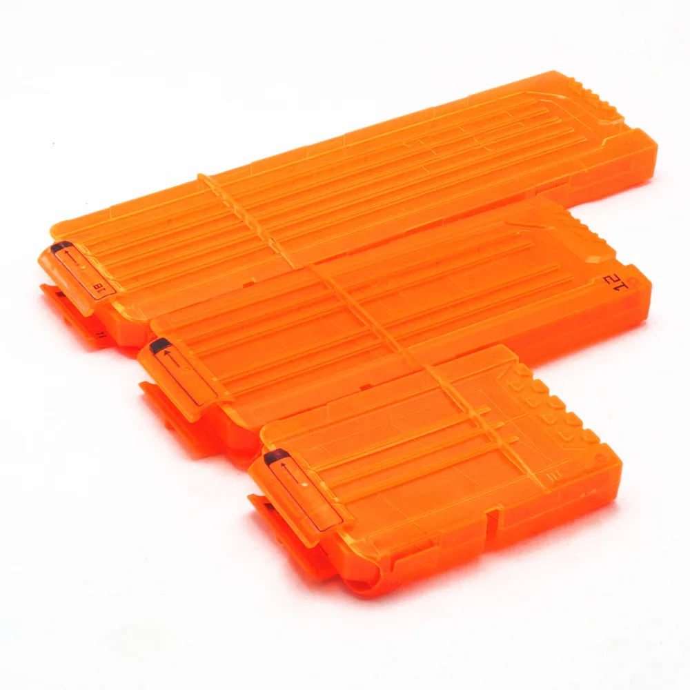 Transparent Orange Universal Reload Clip 6 /12 /18 Rounds for Nerf Magazine Darts Replacement Soft Bullet Toy Gun Accessories