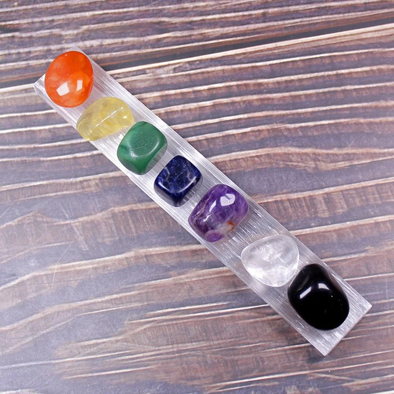 Natural Selenium Stone Chakra Jewelry Pendulum Crystal Crushed Stone Colorful Gemstone Ornaments Seven-Color Energy Gems