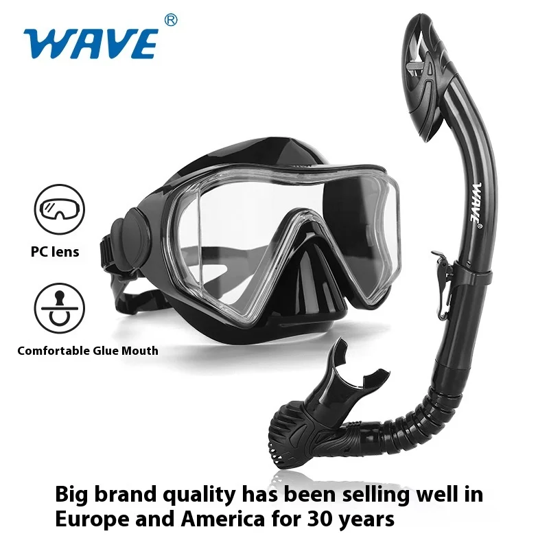 

WAVE Snorkeling Two-Piece Set Full Dry Snorkel Snorkel Goggles Anti-Fog Mask Large Frame Swimming Three-Sided Diving Goggles