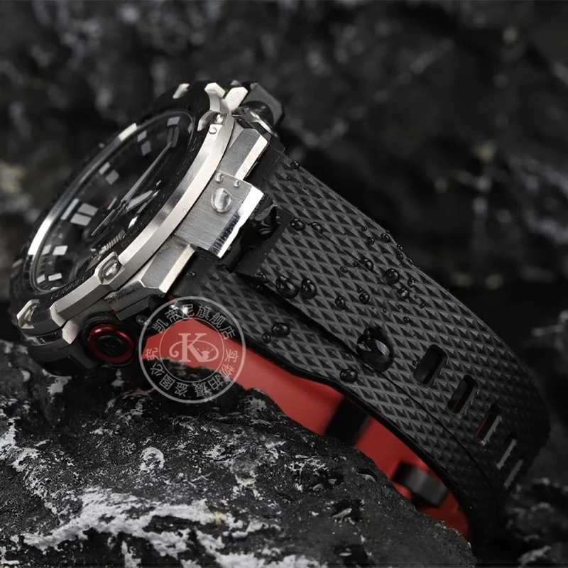 26mm 수지 실리콘 시계 밴드 – 카시오 G-SHOCK GST-210/W120L/S130L/S310 GST-B100 W300/400G 시계 액세서리용 노치 스트랩