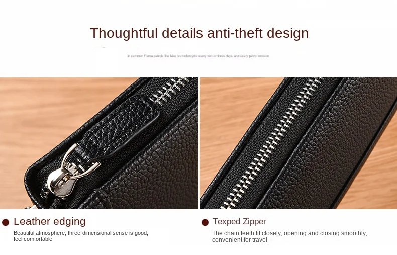Herren-Lederhandtasche, Multifunktionale Lange Geldbörse, Modische Handytasche mit Großer Kapazität, Personalisierter Kartenhalter 2026 – Detail 3