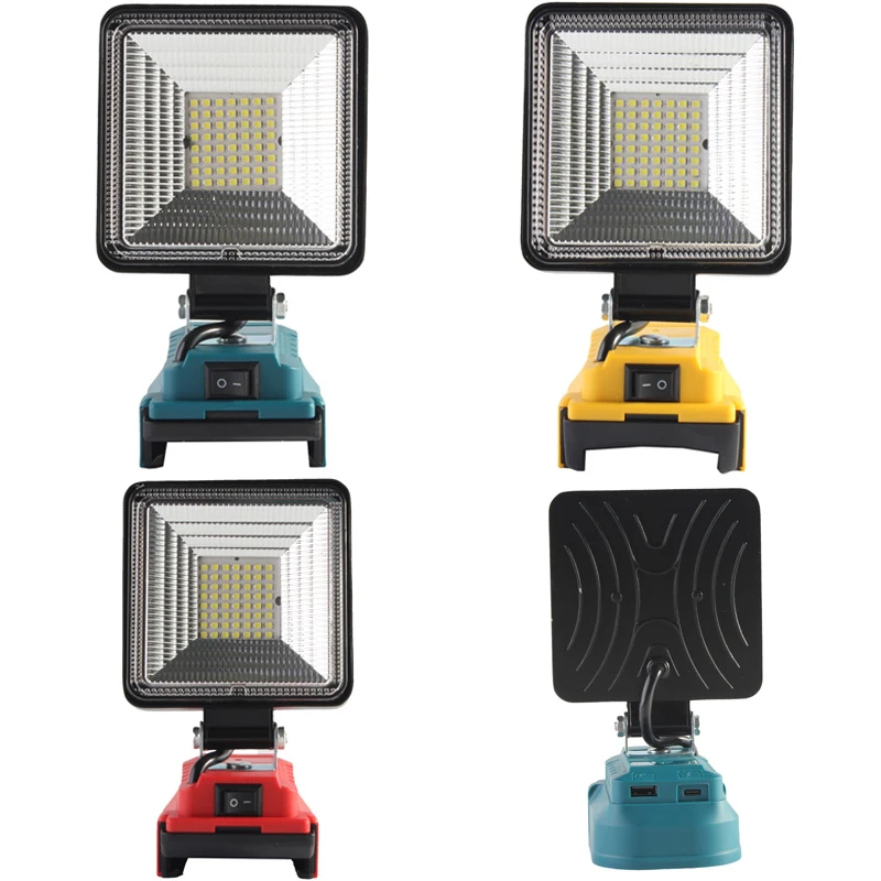 für Makita/Dewalt/Milwaukee/Bosch 18 V Akku, kabellose LED-Licht-Notfall-Taschenlampe mit USB- und Typ-C-Ladeanschluss, Flutlichter