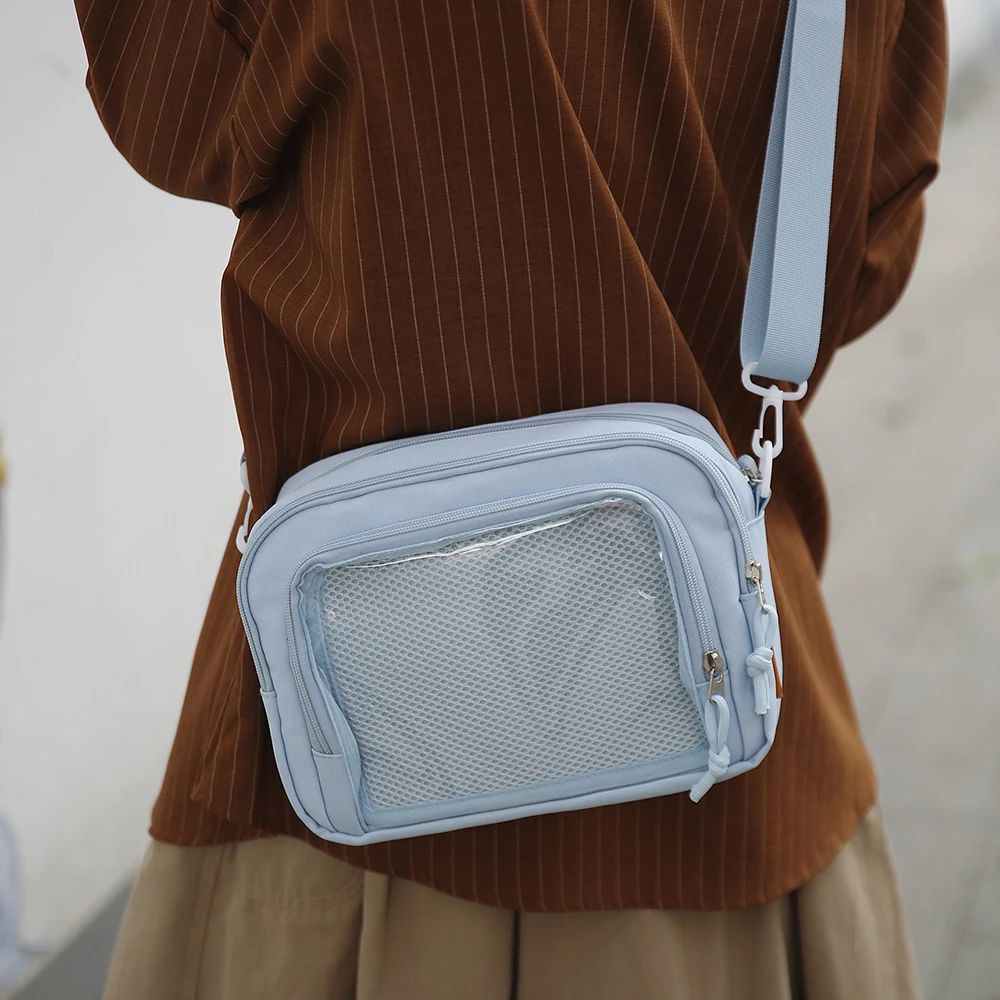 

Japanese Transparent Shoulder Bag Cute Simple Nylon Crossbody Bags for Girls Large Capacity Student Casual Fashion Commuting Bag