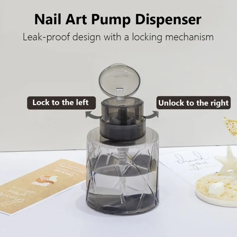 Lockable Empty Pump Dispenser Refillable Bottle Nail Manicure Cleaner Makeup Remover Container Press Bottle Nail Pressing Bottle
