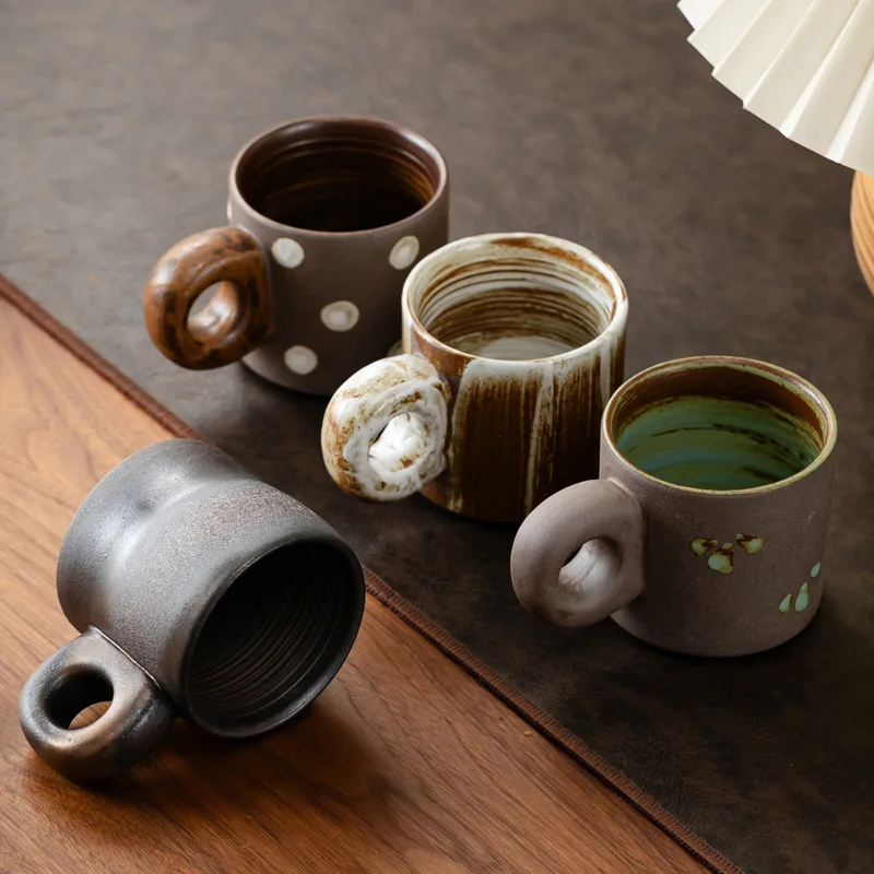 New 310mL Japanese Stoneware Retro Coffee Mug Breakfast Milk Oatmeal Cups Office Couple Water Mug Design Style Mug Birthday Gift