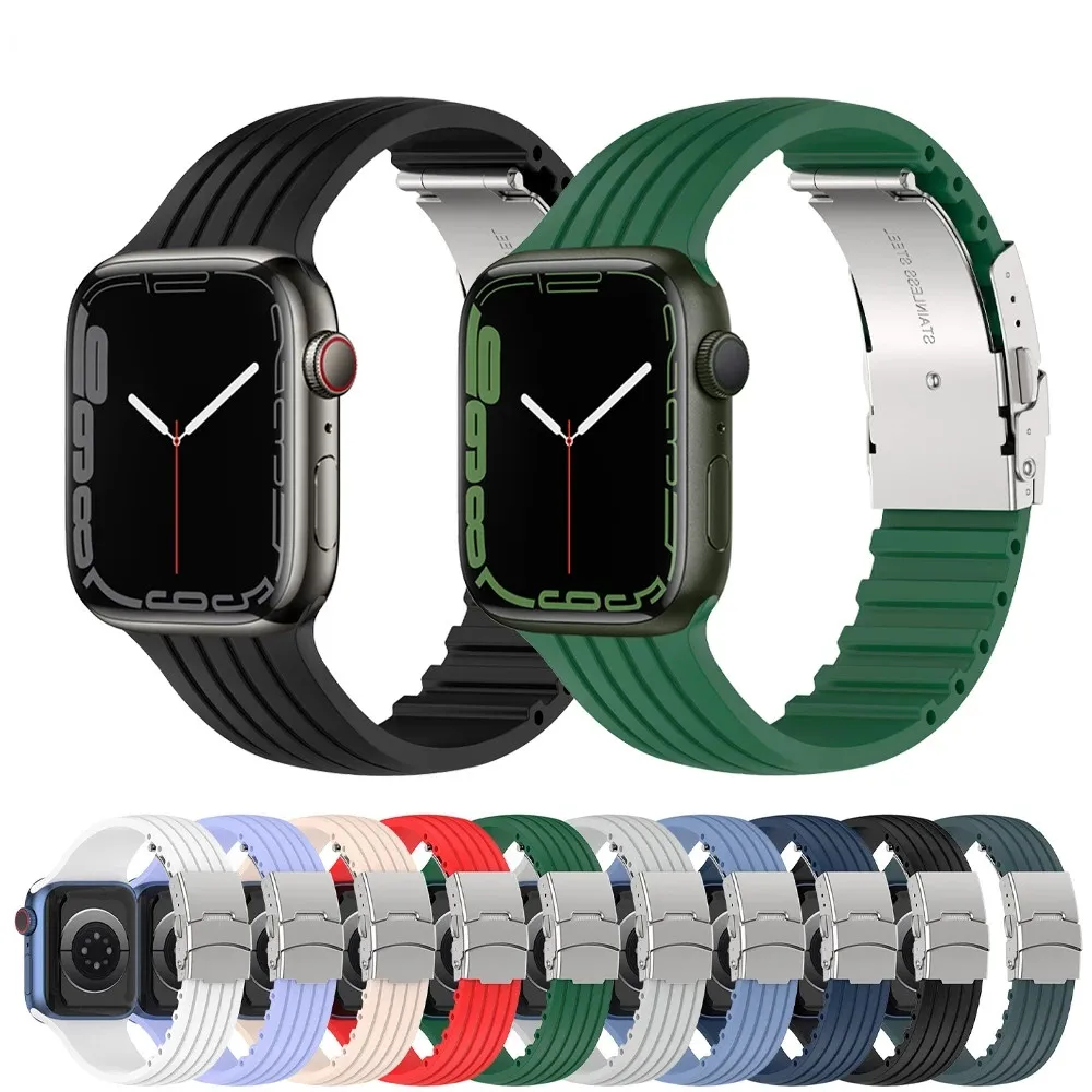 

Silicone strap For Apple Watch band 44mm 40mm 45mm 41mm 42mm 38mm 44 bracelet iWatch 3 4 5 6 se correa Apple Watch series 7 45mm