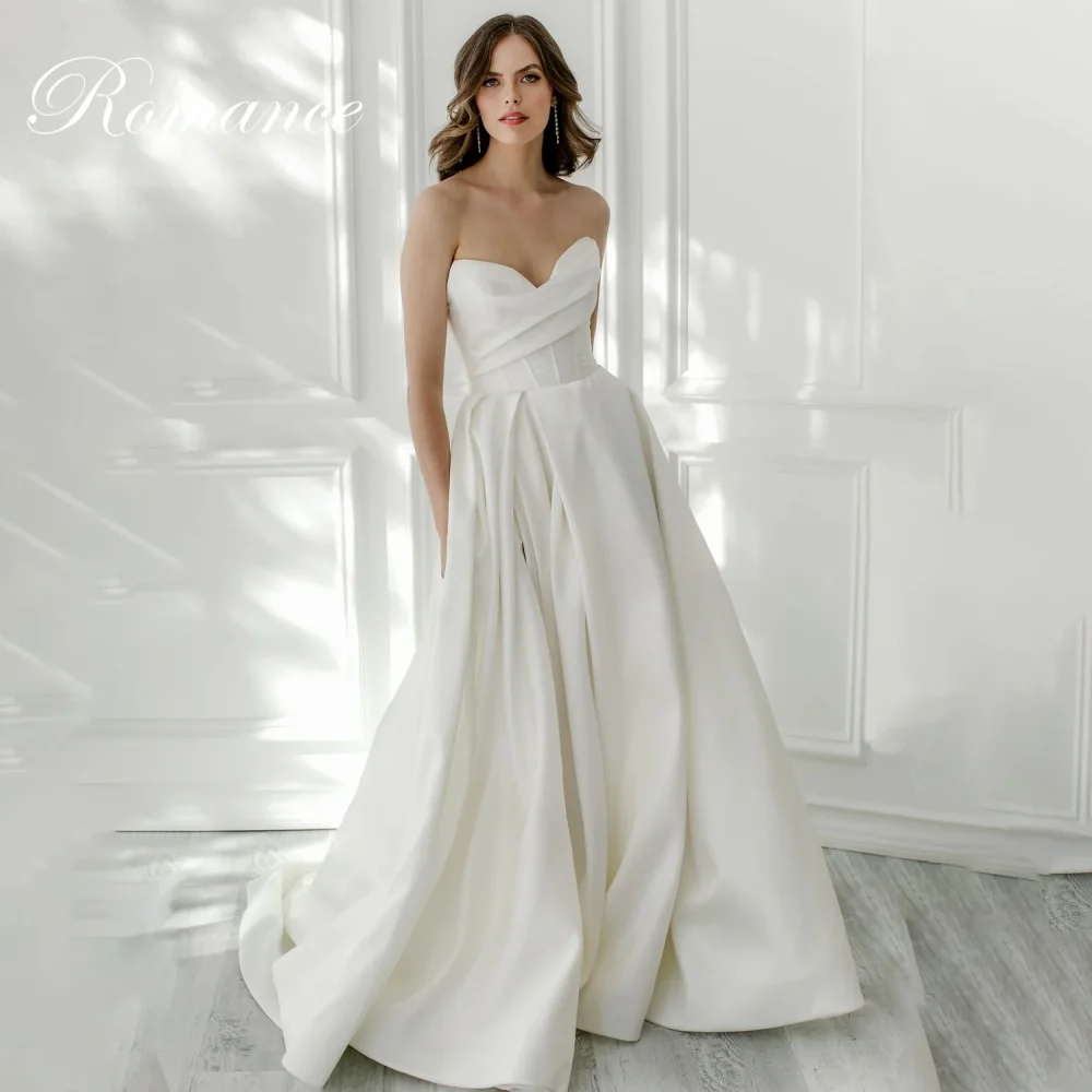 

Modern Pleat Sweetheart Bow A-Line Wedding Dress 2025 Women Sleeveless Open Back Stain Bridal Gown Vestidos De Novia Customized