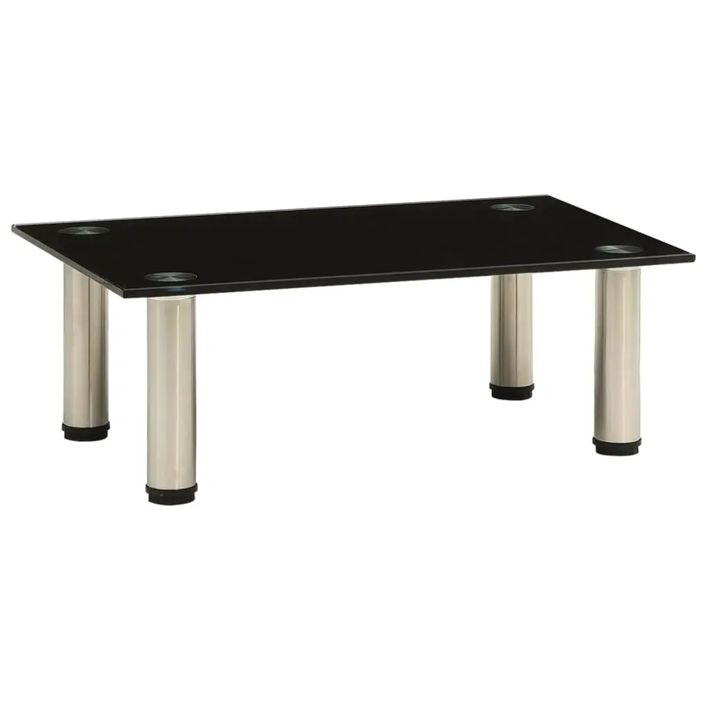 vidaXL Meuble TV en verre trempé et acier inoxydable 40x35x17 cm – design contemporain pour salon et chambre, surface lisse facile à nettoyer, résistant et sécurisé