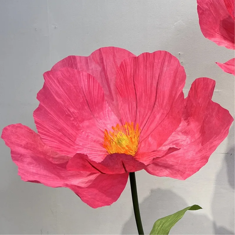 Giant Single Paper Poppy Flower Head, Indoor Wedding Floral Simulation Decor Ornament