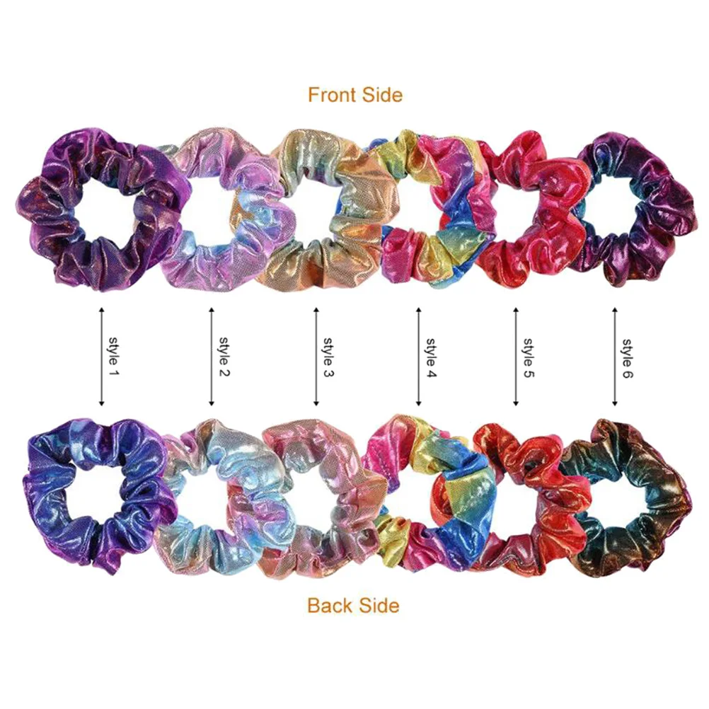 

5 Pcs Bands Girls Ponytail Holders Scrunchies Rainbow Elastic Shiny Cloth DIY Hairstyle Hair Scrunchies For Girls Accessories