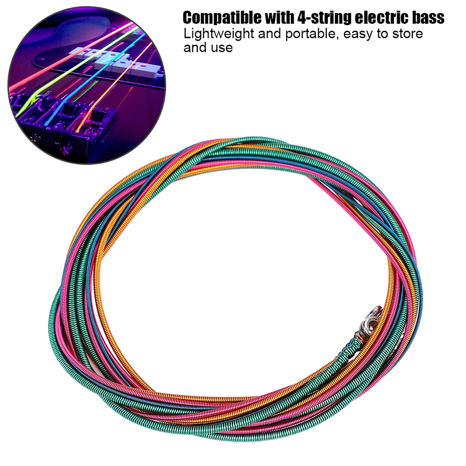 4 Colorful String Electric Bass Strings Set Guitar Strings Set Light Gauge .046 To .100 DIY Stainless Steel Strings Set