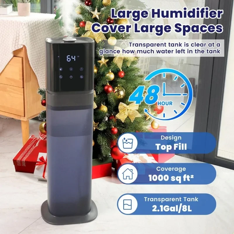 AILINKE Humidifier Large Room, 2.1Gal/8L Humidifiers for Home with Extended Tube, Room Cool Mist Humidifier, School, Office