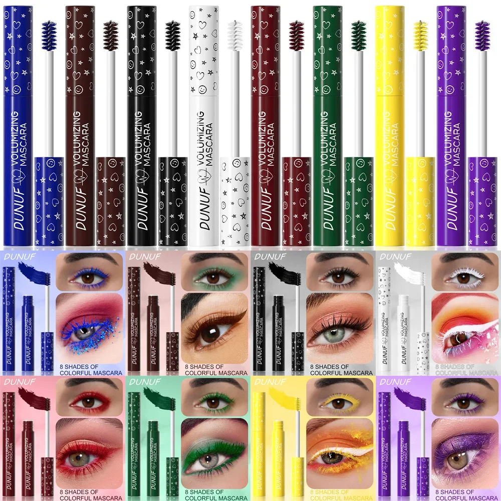 Schnell trocknende, wasserfeste, bunte Wimperntusche, langlebig, dick, verlängernd, grün, blau, lila, Wimpernverlängerungseffekt