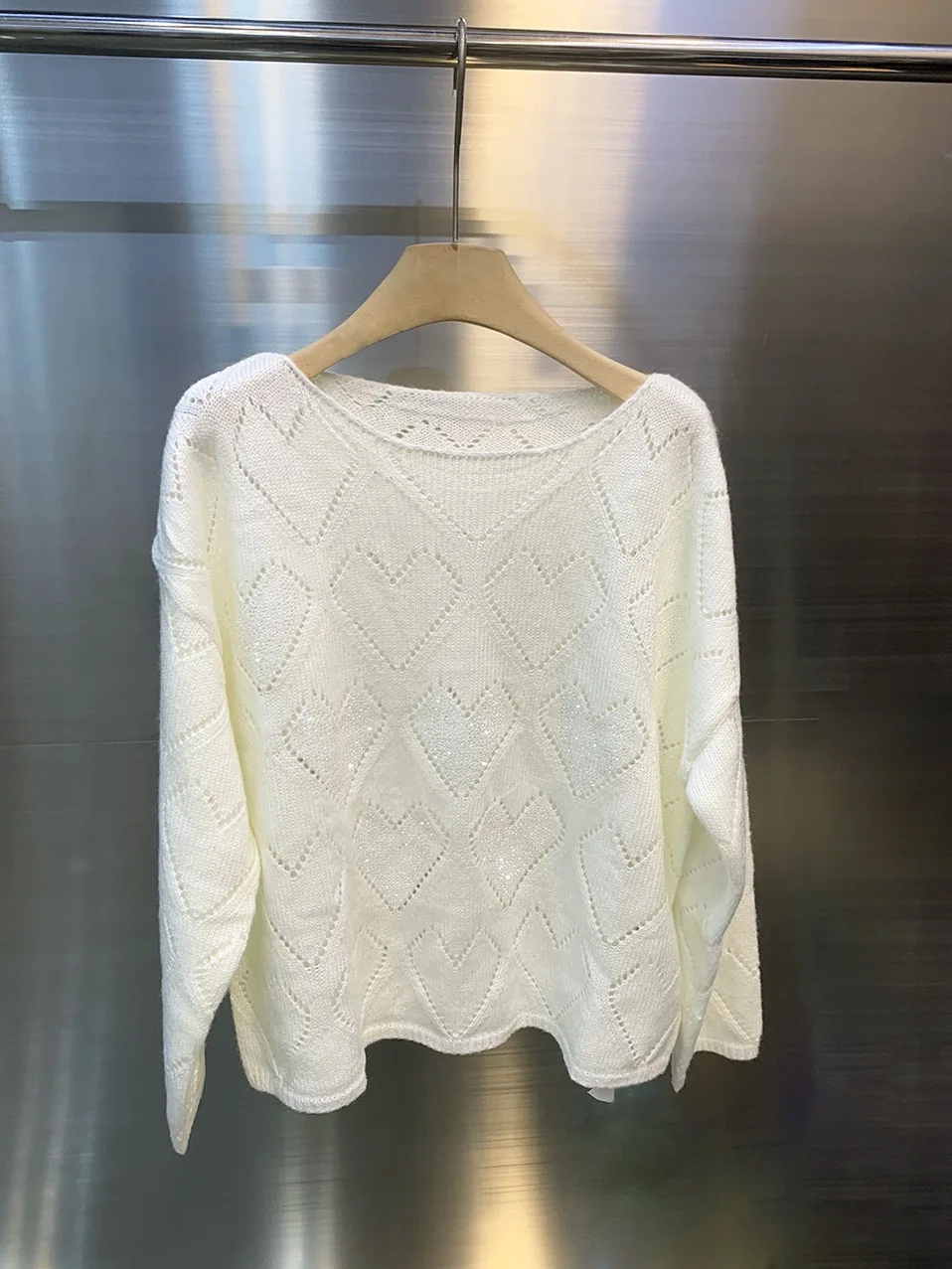 

Женский круглый свободный вязаный свитер с ажурным узором, удобный повседневный топ для осенне-зимнего сезона