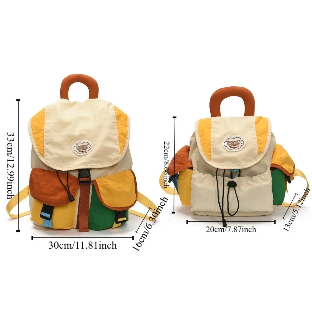Color Matching 2 Sizes Parent-child Bags Korean Style Large Capacity Drawstring Schoolbag Nylon Multi-pocket Kids Backpack