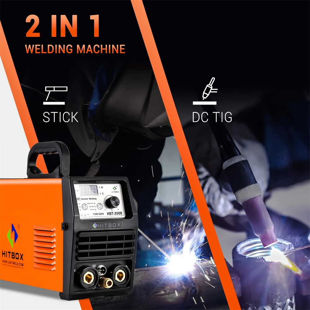 HITBOX DC Tig Welding Machine Real 200A TIG MMA ARC Stick Welders IGBT Inverter Welding HBT2000 220-240V 2T 4T Soldador Welder