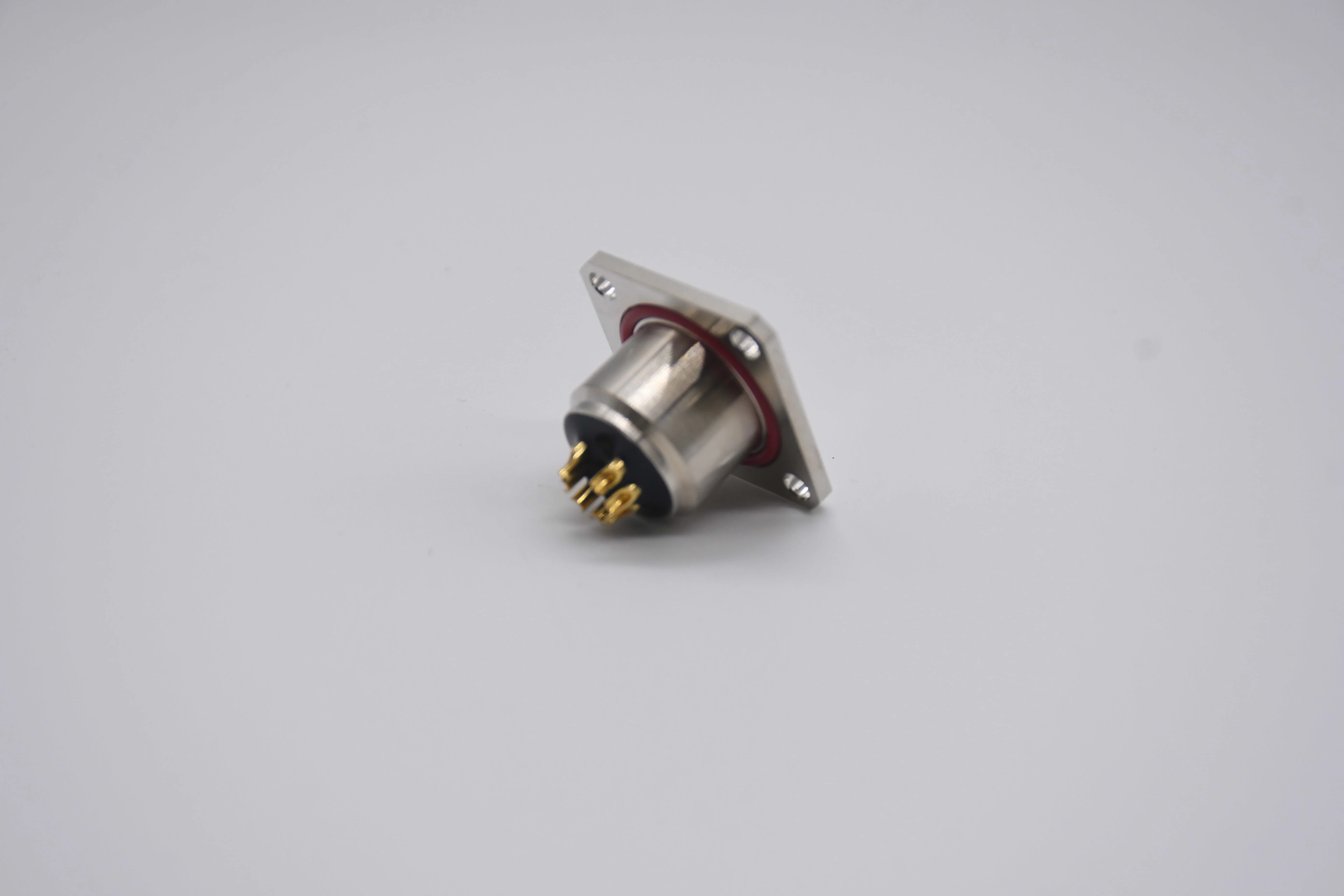 M16 7 8 Pin Straight Circular Connector Male 4 Hole Flange Copper Alloy Housing Brass Contacts IP67 Rated for HVAC