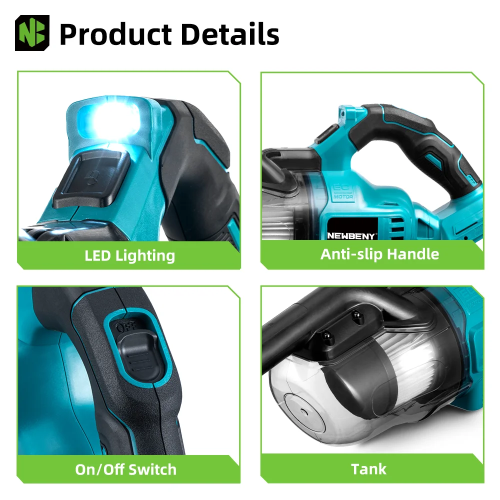 NEWBENY Electric Vacuum Cleaner Cordless Portable Efficient Household Industrial Construction Clean Tools For Makita Battery Pin