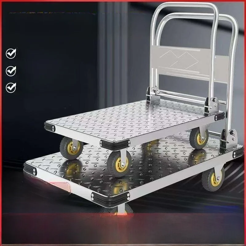 thickened-steel-plate-hand-truck-portable-shopping-cart-with-wheels-home-storage-tool-durable-metal-body-for-moving-and-carrying