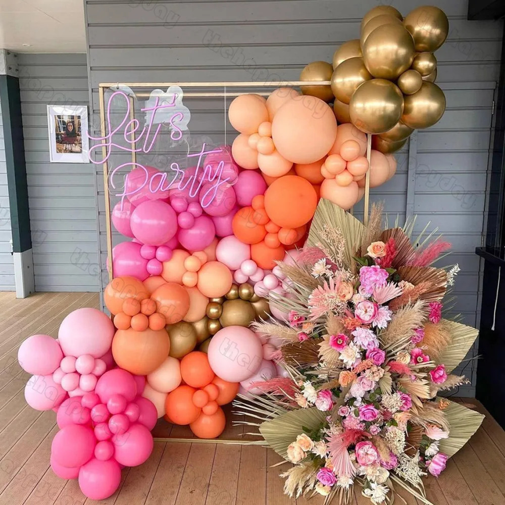 1Set Rose Red Pink Gold Balloons Garland Arch Kit Princess Birthday Balloons Wedding Girl 1st Baby Shower Party Decorations