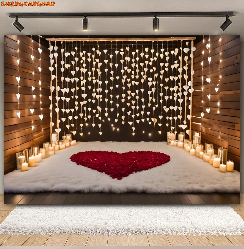 Valentine's Day Photography Backdrops February 14 Romantic Red Rose Love Heart Brick Wall Portrait Background Decor Photo Studio