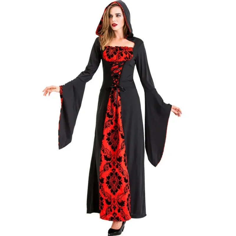 SN88 Medieval Witch Vampire Cosplay Costume Girl Women Halloween Party Performance Drama Stage Costume Medieval Retro Gothic Dre