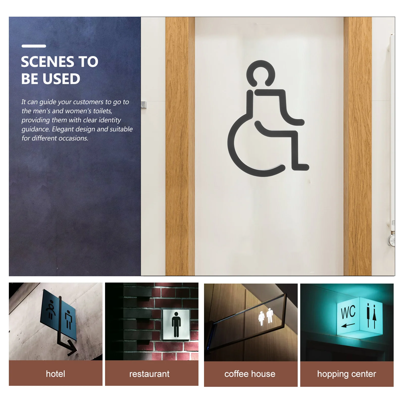 

Accessible Bathroom Sign Door Sticker Wheelchair Restroom Signs Decal Disabled Metal Toilet for Handicap Vinyl Decals
