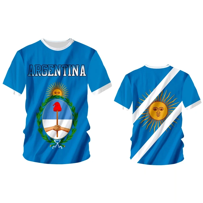 Argentina National Emblem Flag New Fashion Summer Men Women T-Shirt Urban Leisure Oversized Loose Football Club Uniform Clothing