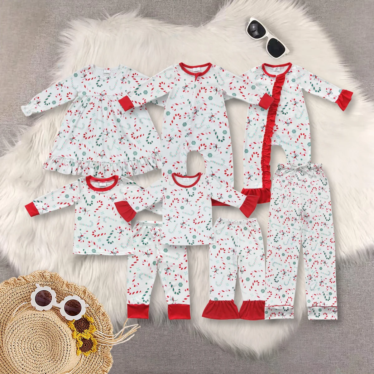 

GLP1321 Wholesale Winter baby girl clothes Christmas long sleeve pant set Summer Boutique kids clothes boys romper adult clothes
