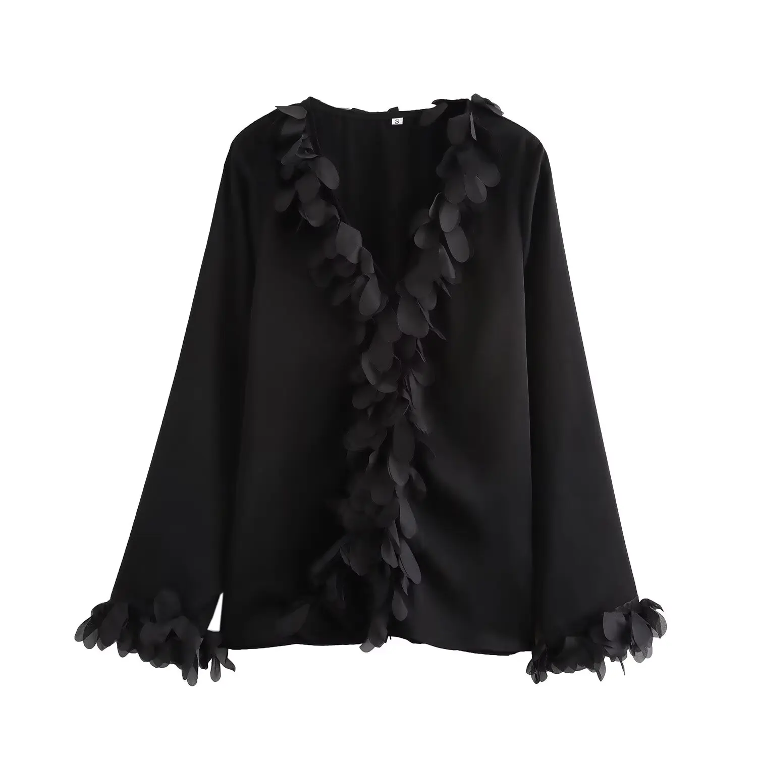

ZAB Autumn New Faionable Street Sle Women's irt with 3D Lace Decoration Elely Designed Long Sve V-Ne Polyester...