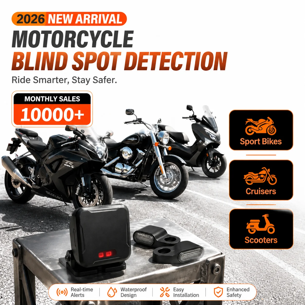 Motorcycle Blind Spot Detection System High Precision Long Distance BSD Motorcycle Electronic Accessories Driving Safety