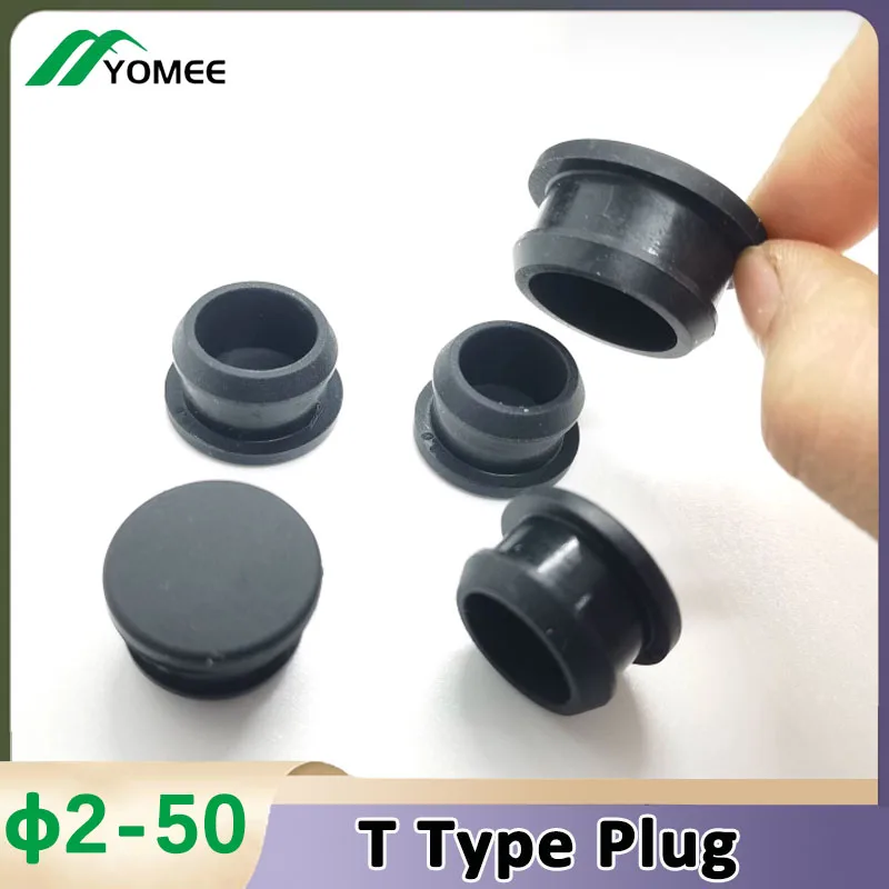 Food Grade Black Silicone Rubber Caps T Type Plug Cover Snap-on Gasket Blanking End Seal Stopper 2.5mm-50.6mm