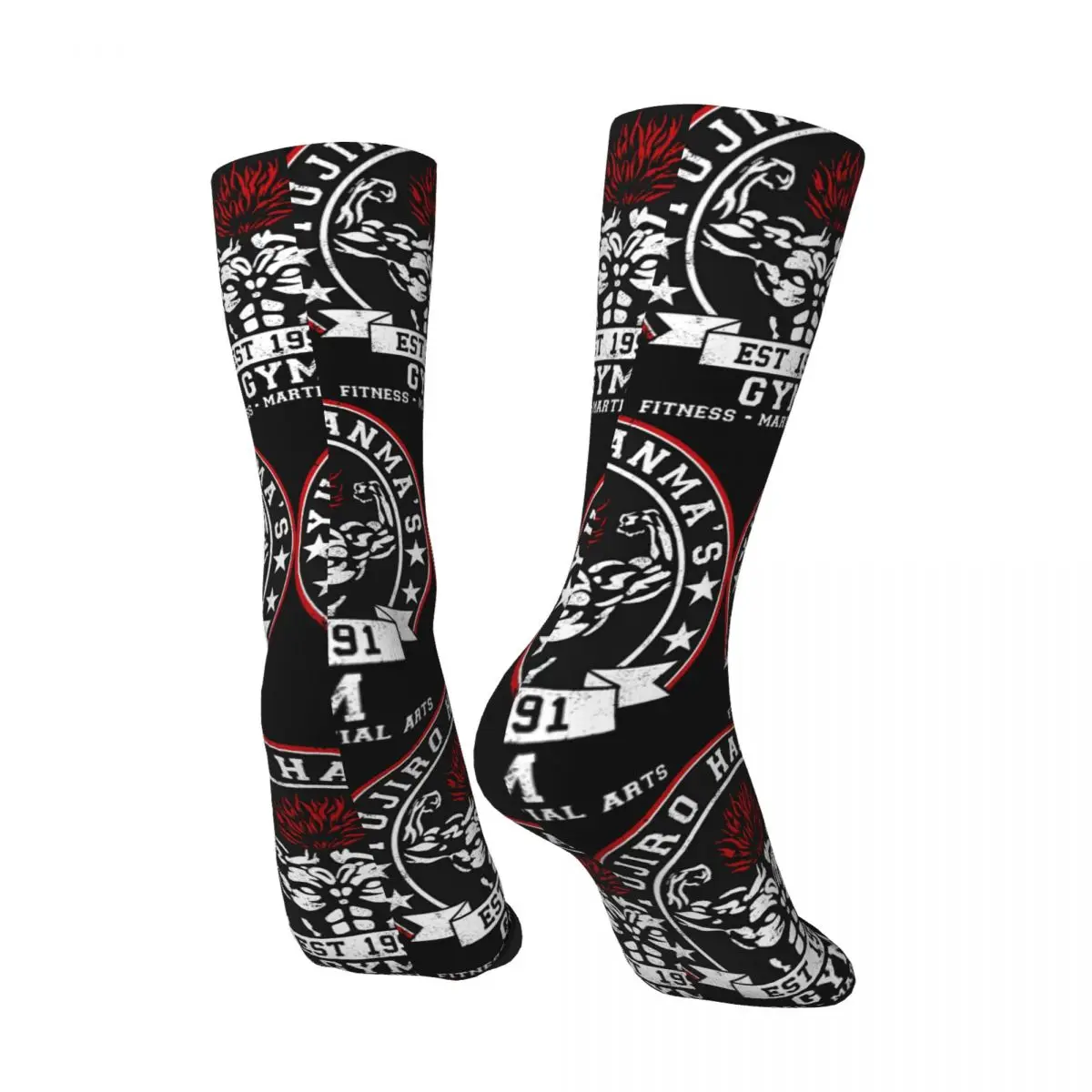 Funny Crazy Sock for Men Killer Hip Hop Harajuku Baki Hanma Happy Seamless Pattern Printed Boys Crew compression Sock Novelty