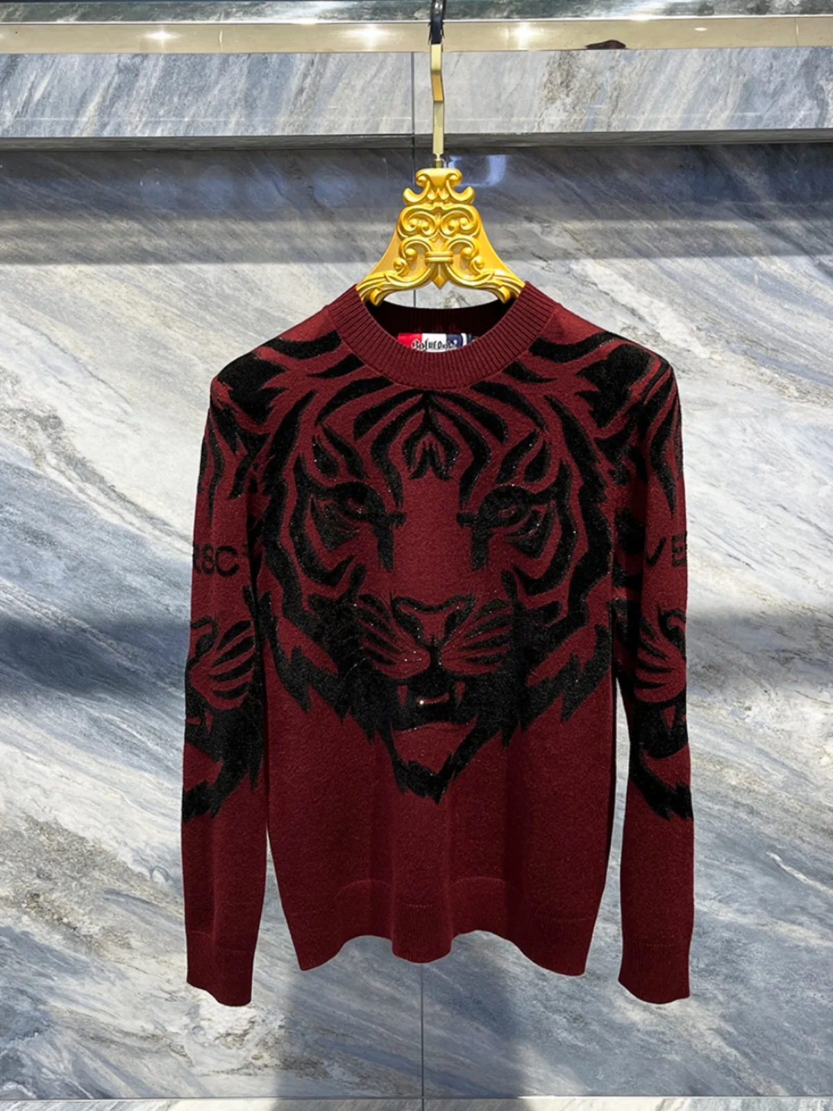 

Men's Slim Fit Knitted Wool Sweater Tiger Embroidery Base irt Sli Warm Winter Faionable Youthful Daily round Ne Lon...