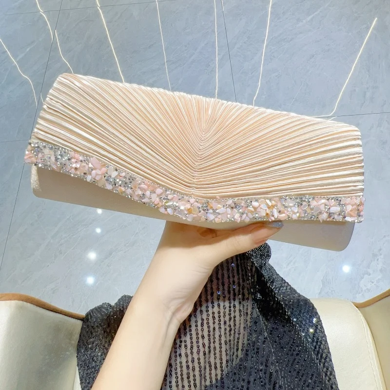 

Новая шикарная плиссированная сумка подмышки, женский вечерний клатч, модная нежная простая вечерняя сумка, женская сумка через плечо на одно плечо