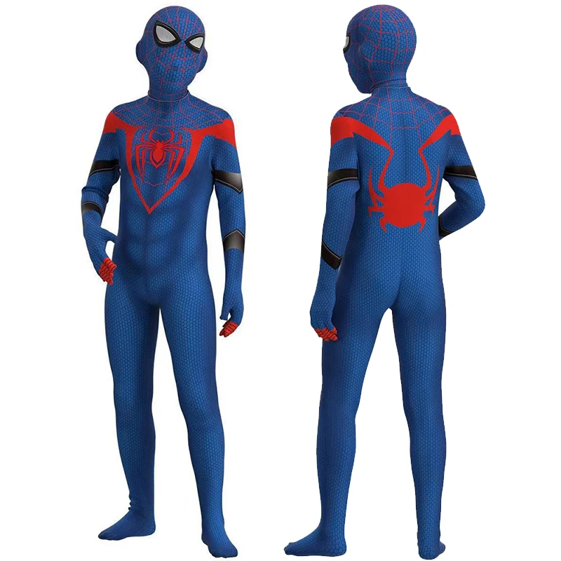 2024 New Arrival Blue Super Spider Boys Jumpsuit Cosplay Men Superhero Halloween Costume