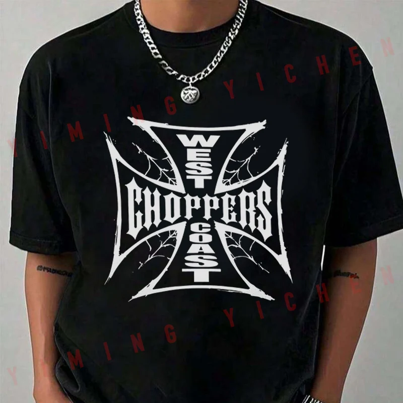

Chopper Motorcycle Pattern T-Shirt Moto Riders Summer Men's Fashion Casual O-Neck Tops Tee 2026