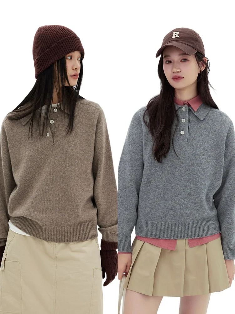 

Island fine full-formed Consinee A gauge three-line thickened loose saddle shoulder loose lapel pure cashmere sweater