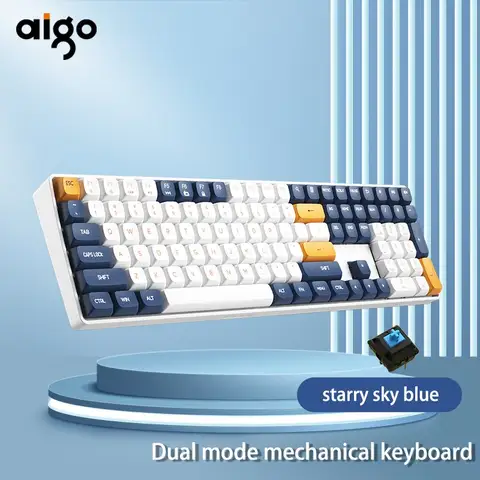 Aigo a108 Gaming mechanische Tastatur 2,4g drahtlose USB Typ C verdrahtete gelbe Schalter Tasten Hot Swap wiederauf ladbare Gamer-Tastatur