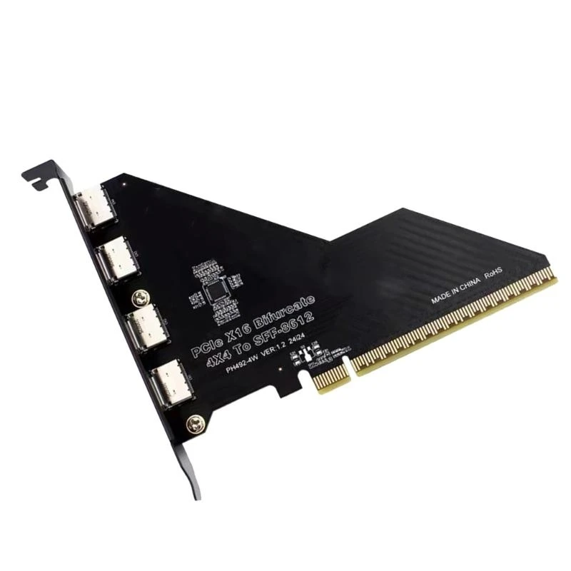 Desktop PCIe X16 to 4 Port PCIEX4X4X4X4 Split External SFF8612 Expansion Card 256Gbps for Video Editors and Gamers
