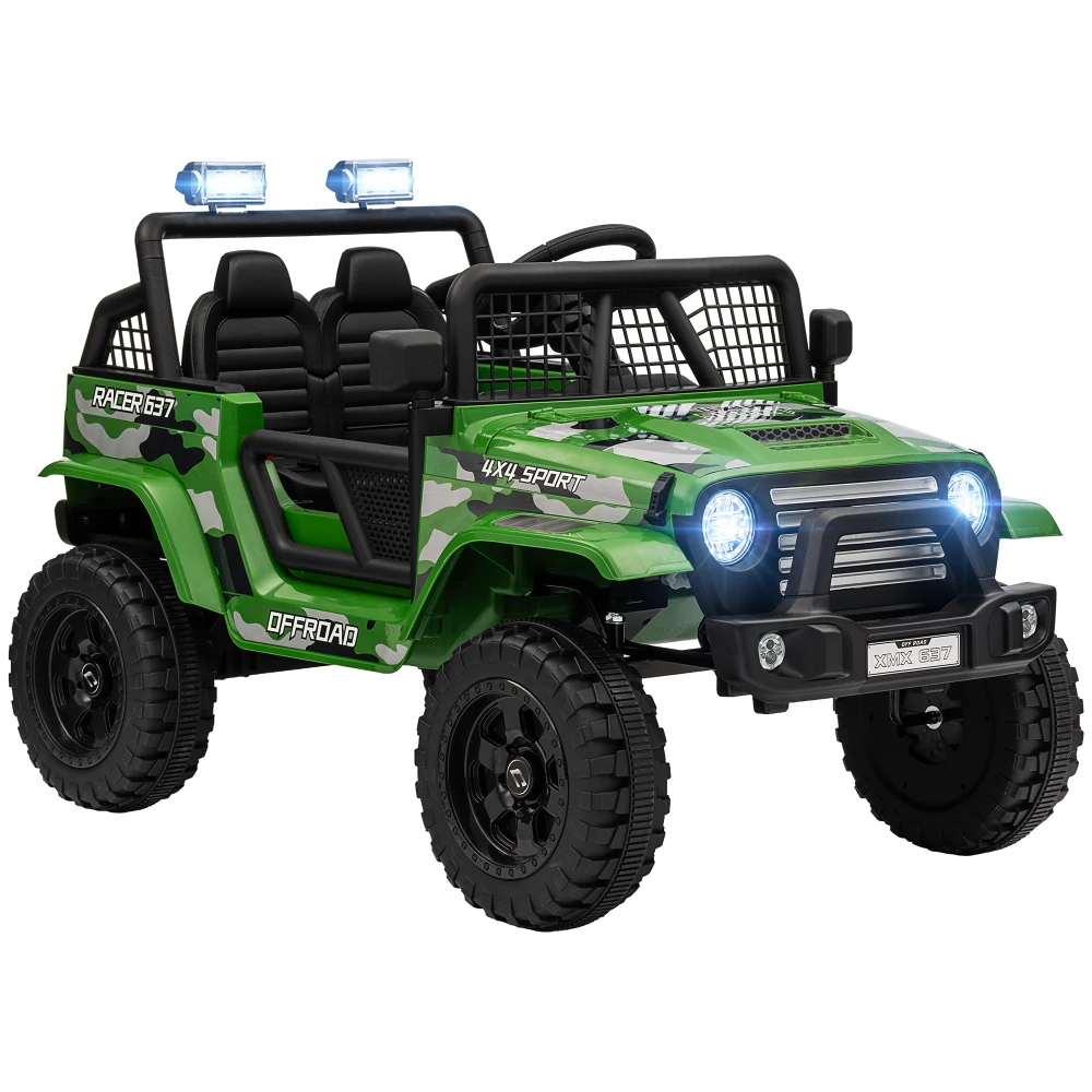 

Qaba 12V Ride on Truck Battery Powered Kids Electric Car with Parent Remote Music LED Lights for Ages 3-6 Years Old Green
