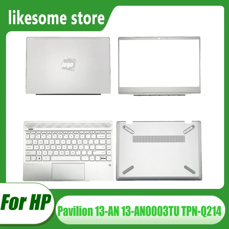 

New Laptop LCD Back Cover/Front Bezel/Hinges/Palmrest Keyboard/Bottom Case For HP Pavilion 13-AN 13-AN0003TU TPN-Q214 Silvery