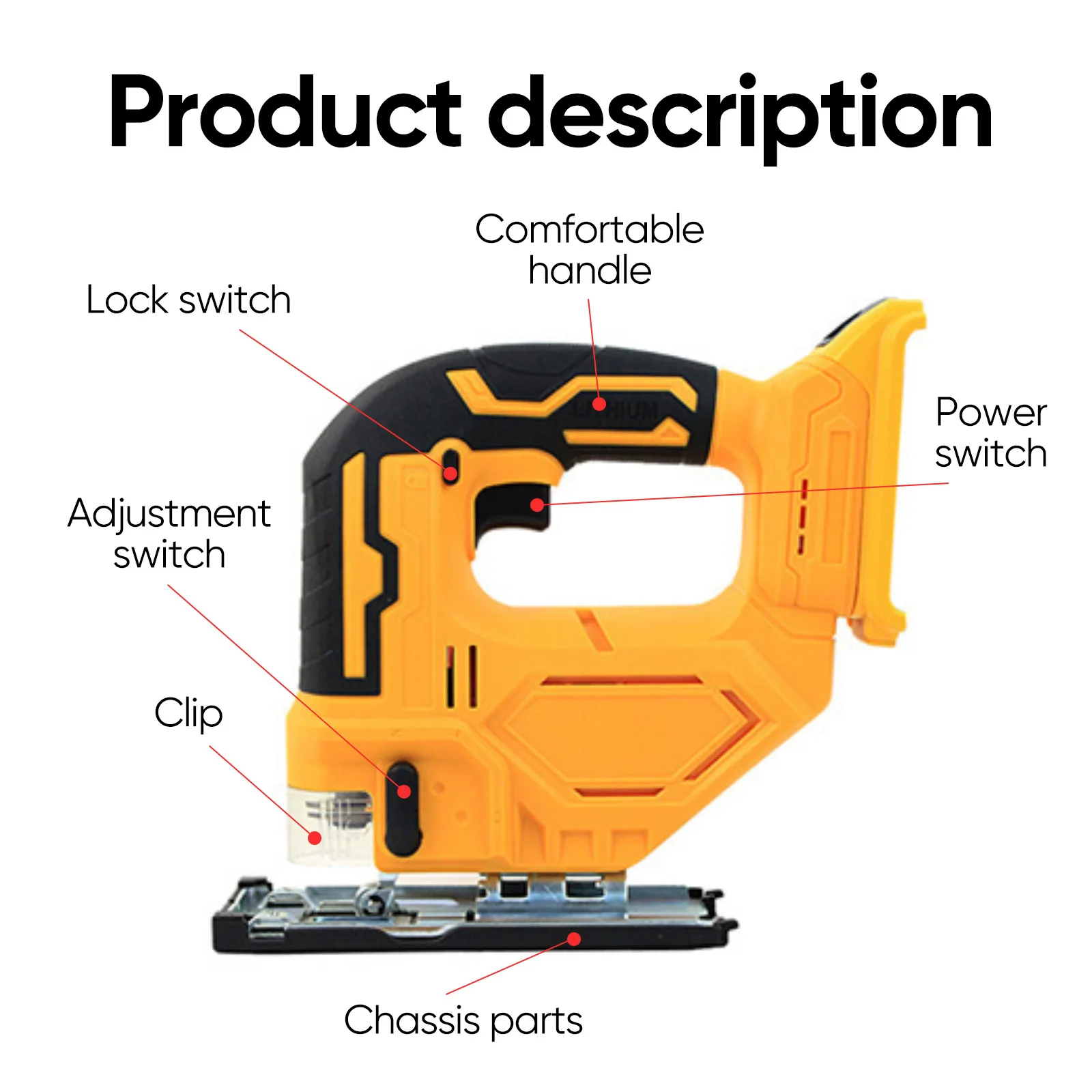 21V Electric Cordless Jig saw Electric Jigsaw 3 Gears Portable Multi-Function Woodworking Power Tools Brushed electric curve saw